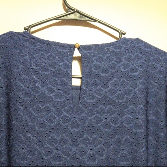 Michael Kors Navy Blue Rope Tie Waist Eyelet Dress - Picture 5 of 14